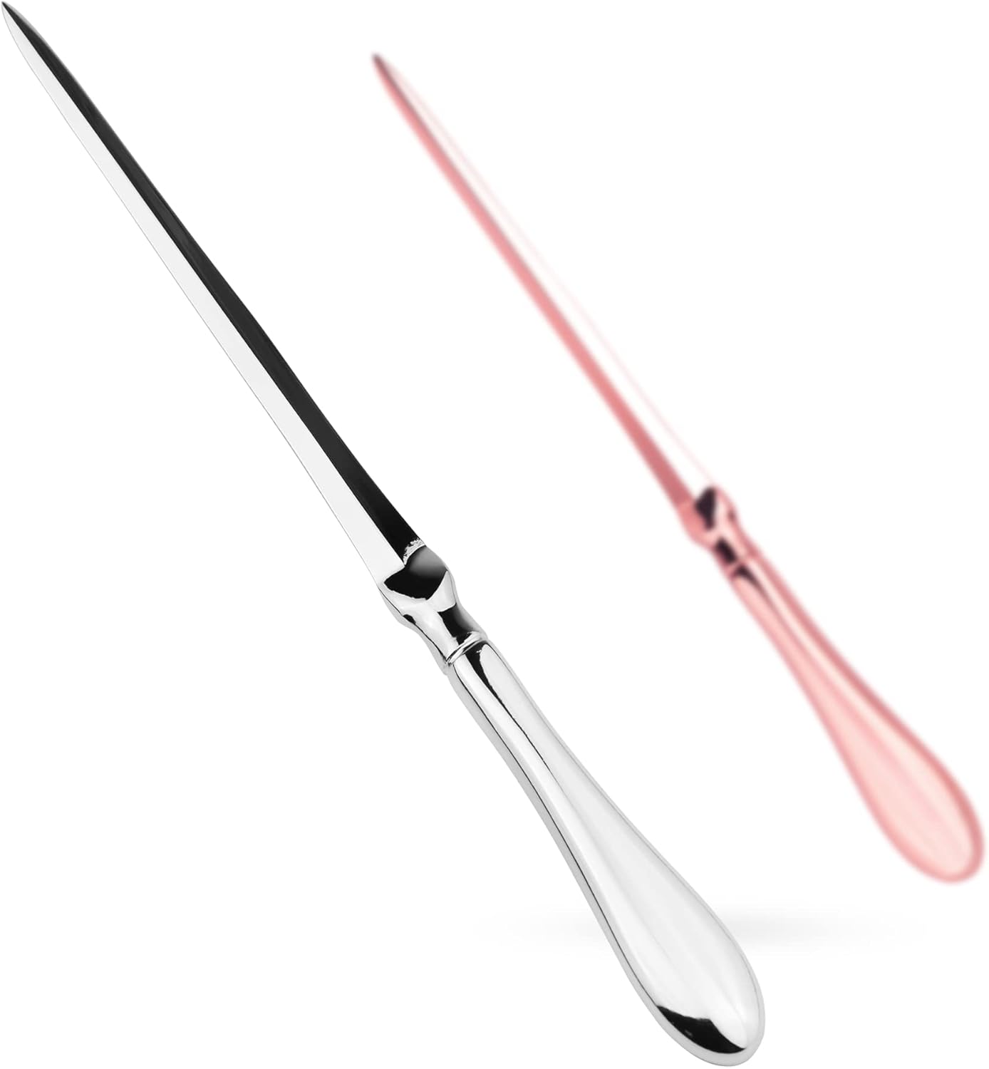 Silvery & Rose Gold Letter Opener, Envelope Opener Knife Metal Letter Opening Knife, Paul Revere Paper Cutting Knife, 9 inches (2 Pack)