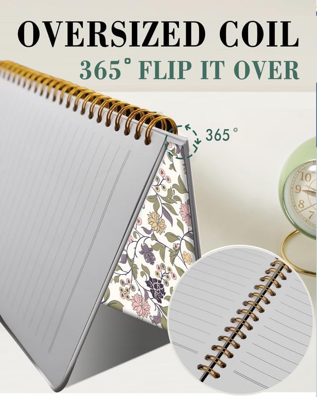 Spiral Journal Notebook,A5 Hardcover Lined Journals for Women Girl 6 x 8.3 in,120 Pages Thick Paper,Cute College Ruled Writing Notebook for Gifts Office Work School(Elegant Abstract Floral)