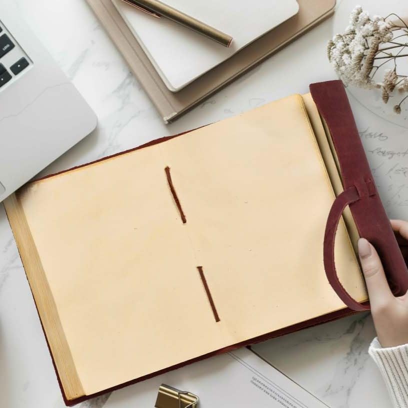 LEATHER VILLAGE Leather Bound Journal - Fuchsia, 11.5"X8.50", 220 Pages - Vintage Blank Paper Diary for Writing, Drawing, Sketchbook, and Travel Notebook - Ideal for Women and Men