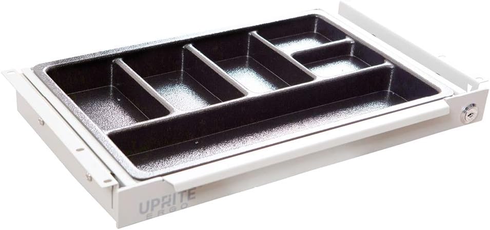 Perfect Posture Max Under Desk Storage Drawer – Large Desk Drawer with Lock for Regular & Sit-Stand Standing Desks, White (19.5” x 9.5”)