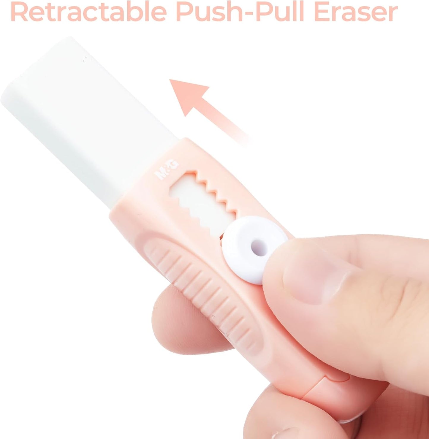 M&G 4 Pack Pencil Erasers Sliding Retractable Eraser, Soft Cute Erasers Push Pull Large Rubber Erasers for School Students Kids Office Home Supplies (Blue+Pink)