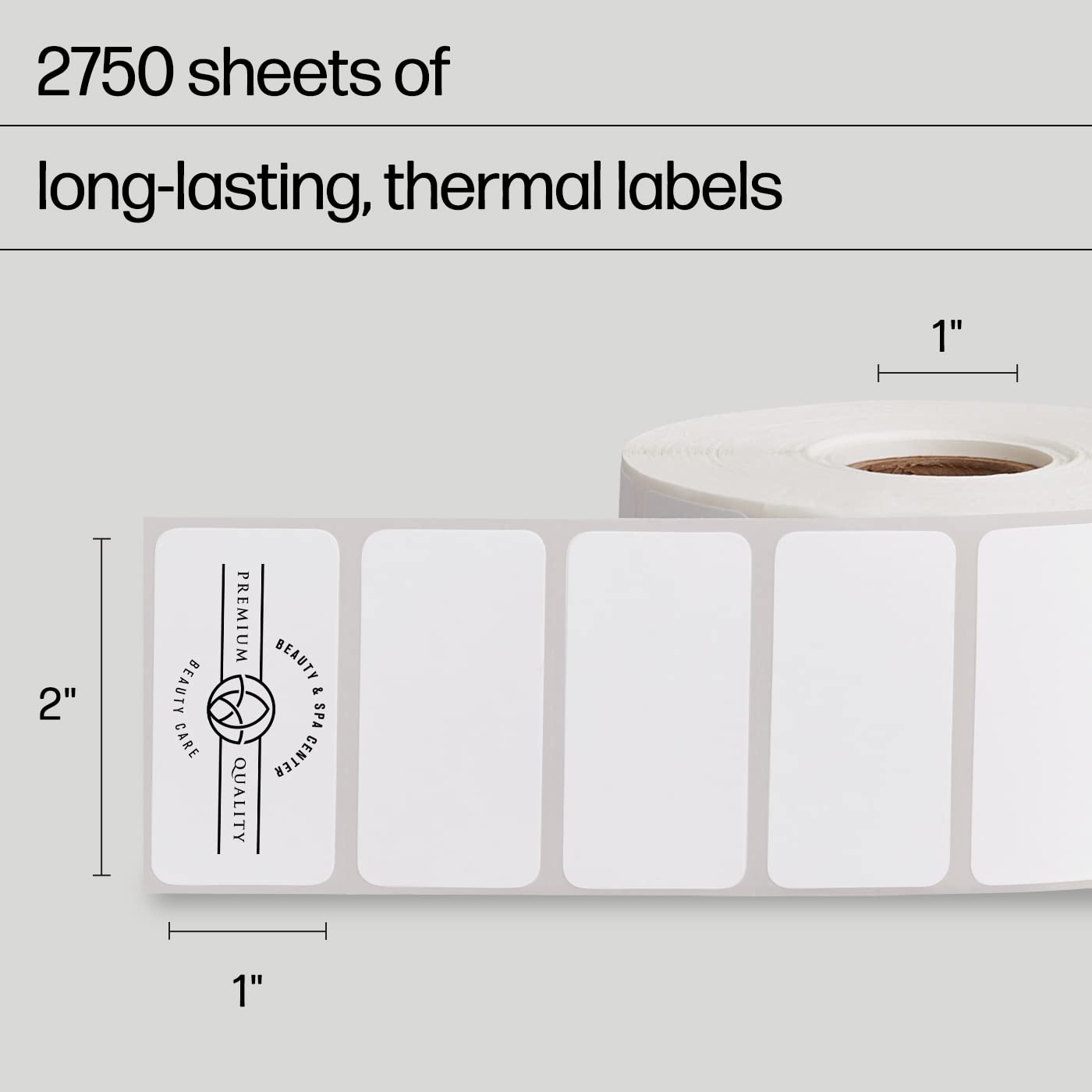 HP 2x1 Direct Thermal Shipping Labels, 2 Rolls, 1375 Sheets per Roll, Multipurpose White Labels for Personal or Business Use, Compatible with HP and Other Thermal Printers