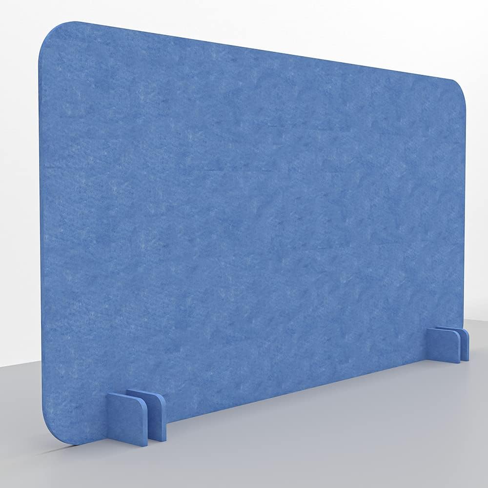 Freestanding Acoustic Desk Divider with Mount | Eco-Friendly Privacy Screen Panel | Noise Reducing Desk Partition | Tackboard Option & Easy to Install | Made from Recycled Plastic | Black - 18" X35"