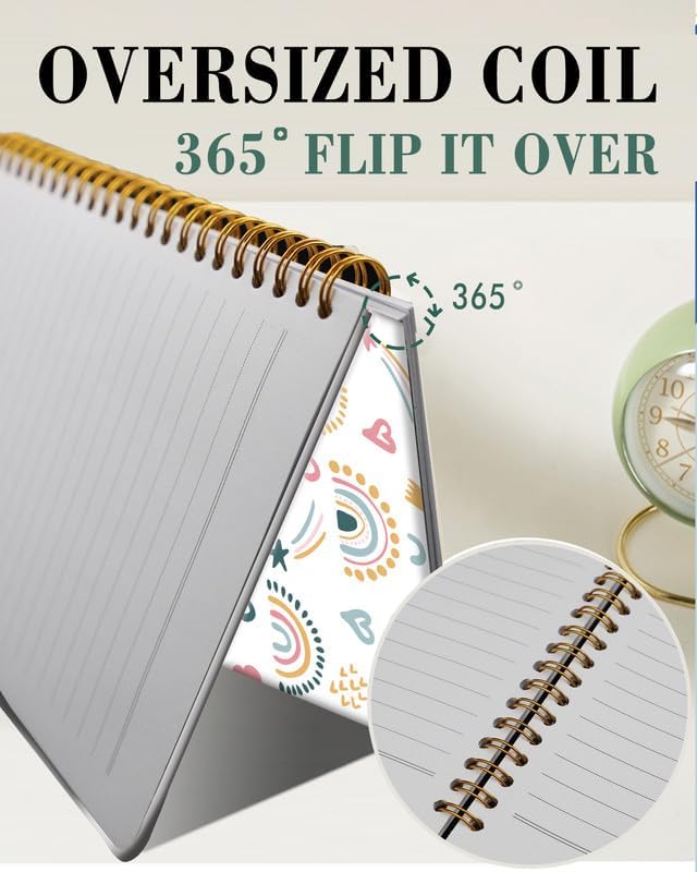 Spiral Journal Notebook,A5 Hardcover Lined Journals for Women Girl 6 x 8.3 in,120 Pages Thick Paper,Cute College Ruled Writing Notebook for Gifts Office Work School(Rainbow Heart)