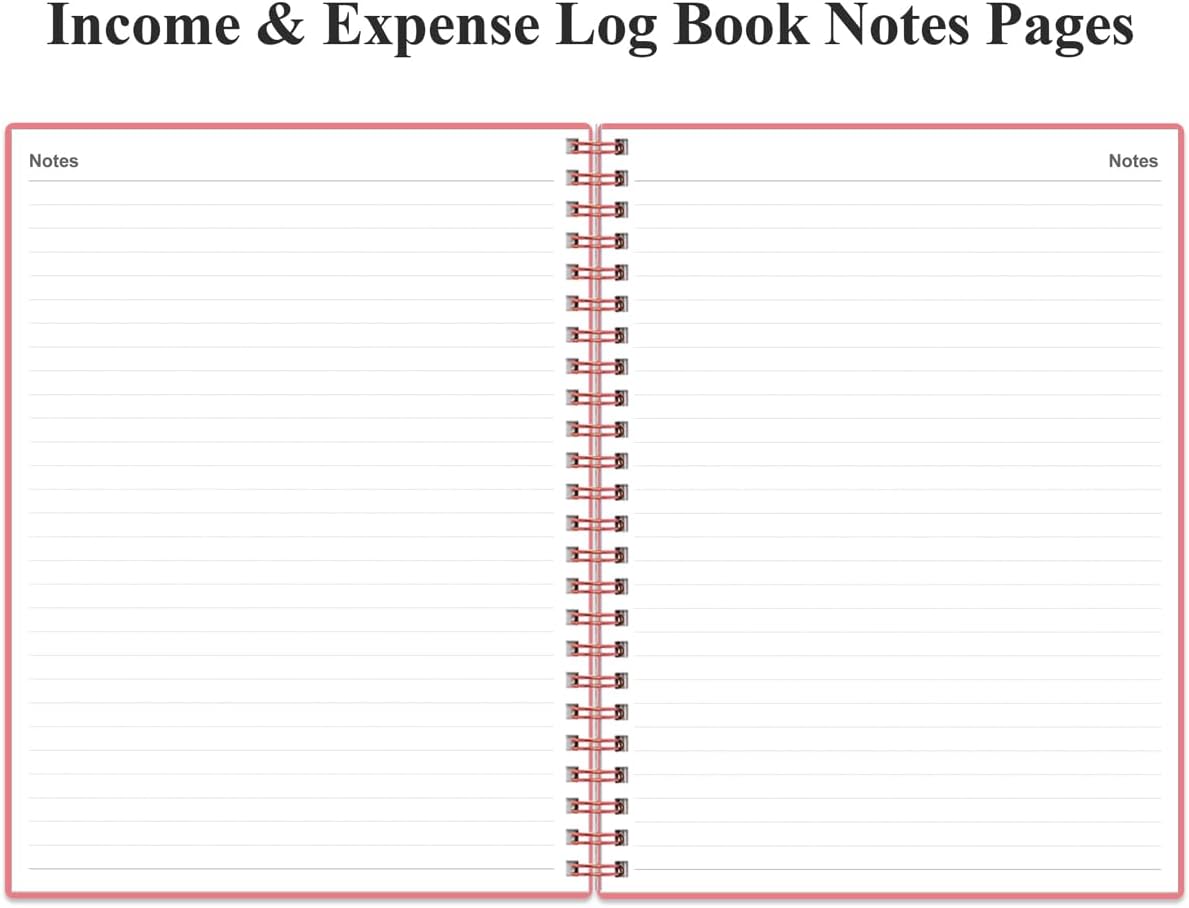 Heveboik Income & Expense Log Book - A4 Income and Expense Tracker for Small Business, Accounting Bookkeeping Tracking for Woman and Man, 8" x 10.5", Pink