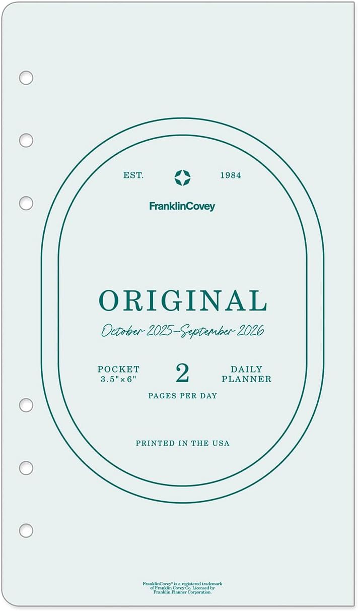 FranklinCovey - Original Two Page Per Day Ring-Bound Planner (Pocket, Oct 2025 - Sep 2026)