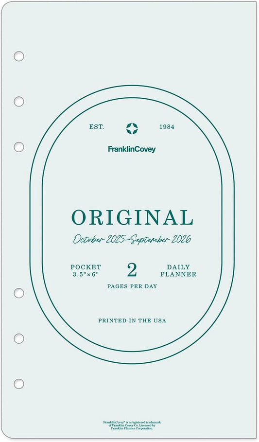 FranklinCovey - Original Two Page Per Day Ring-Bound Planner (Pocket, Oct 2025 - Sep 2026)