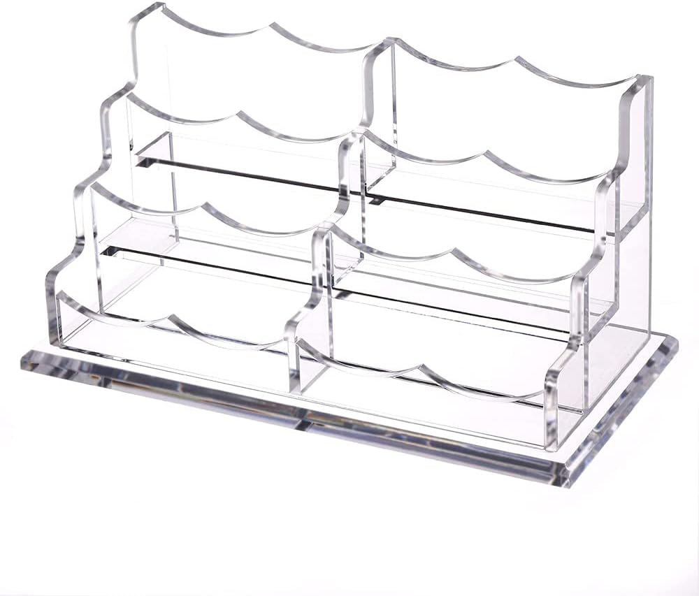 Business Card Holder for Desk, Vertical Clear Acrylic Business Card Display Holders for Desktop (3Tier 6Pocket), (BCH-01)