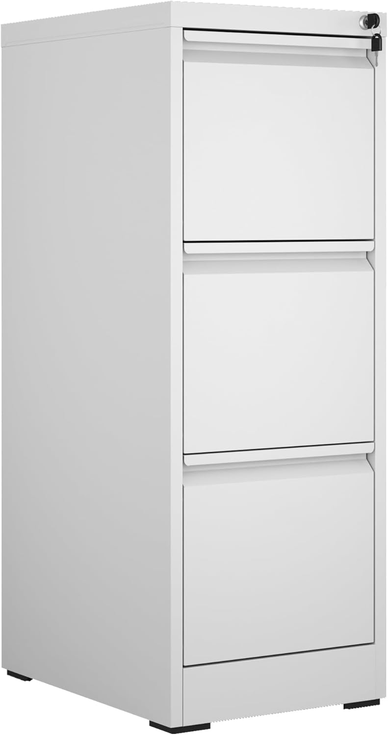 Metal File Cabinet with 3 Drawer Heavy Duty Locking File Cabinets Home Office Steel Filing Cabinet Vertical File Cabinets for Legal/Letter Size File,Assembly Required