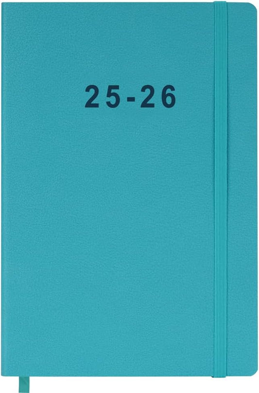 2025-2026 Planner - Weekly and Monthly Planner, Oct 2025 - Dec 2026, Holidays, Contacts and Notes Pages, Vegan Leather Cover, Elastic Closure, 5.5”x8.25”, Teal