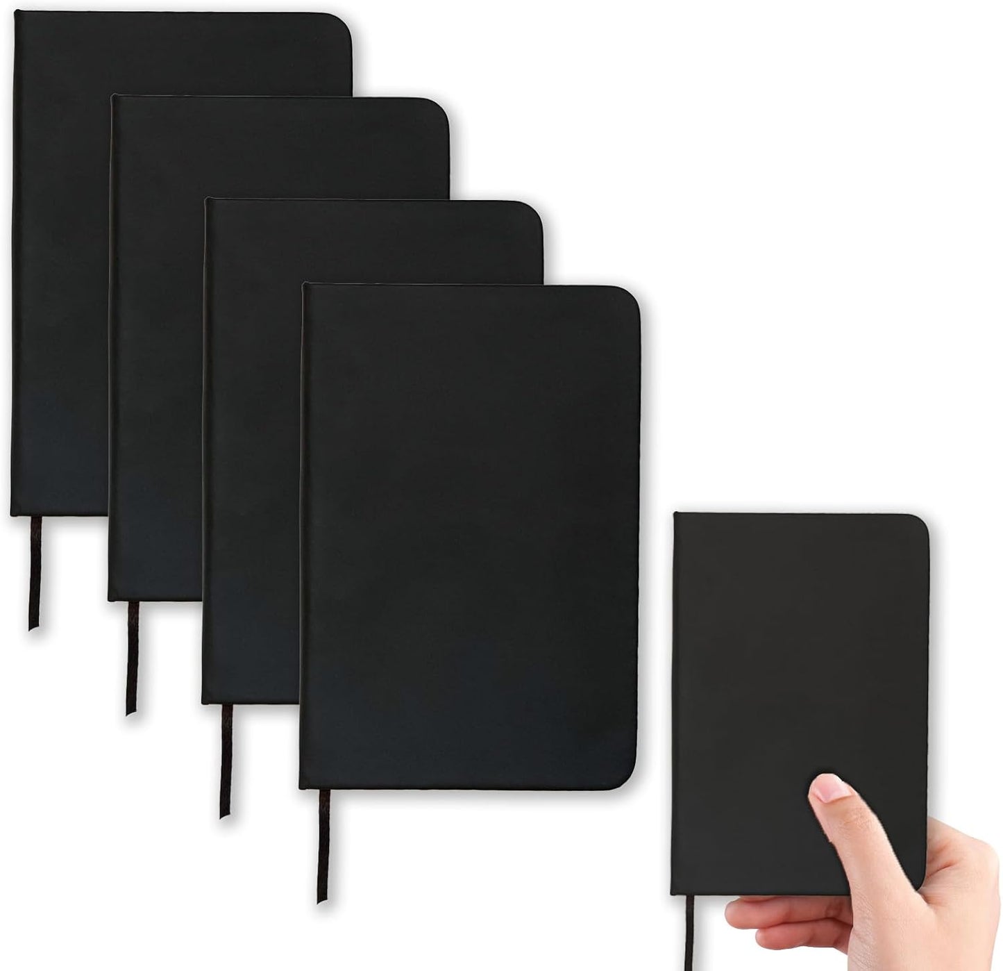 4 Pack Notebook Journal, 160 Pages Pocket Notepad with Waterproof Cover, Mini Memo Pads for Home, School, College, Office, Work, Travel (Black)