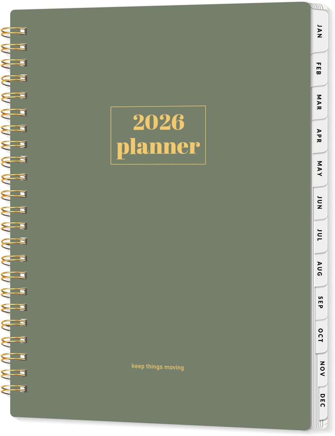 SUNEE Planner 2026 Weekly and Monthly, January 2026-December 2026, 6.4"x8.3", Tabs, Note Pages,Spiral Binding, Sage Green