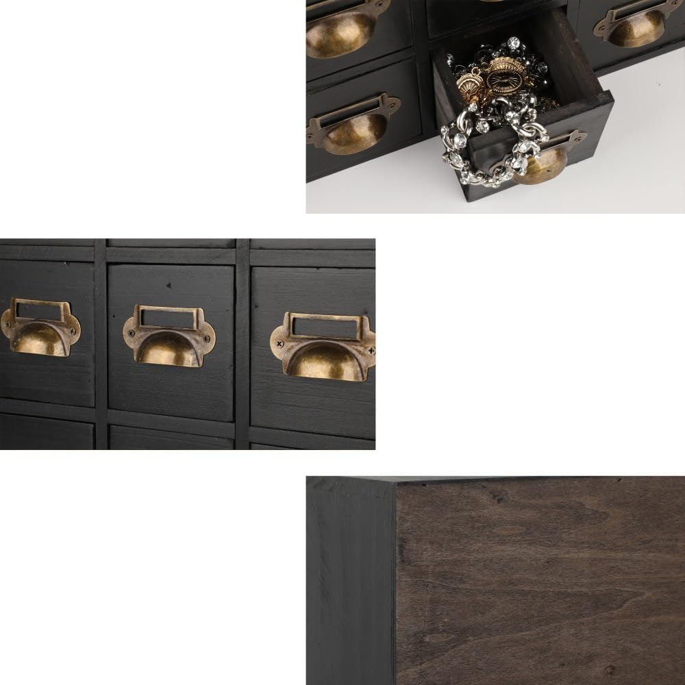 Apothecary Drawers Apothecary Cabinet with Drawers Card Catalog Cabinet Wooden Card Catalog Wooden Storage Box for Desktop Organizer (Black12)