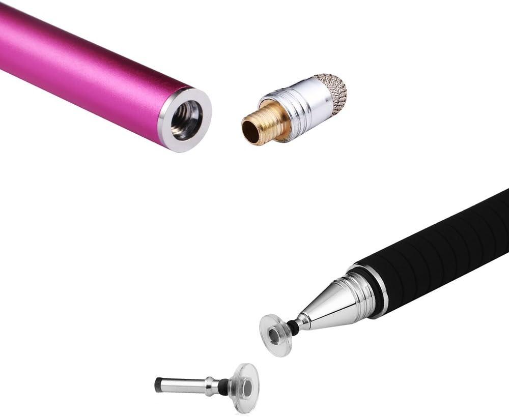 Mixoo 2-in-1 Precision Disc & Fiber Stylus with 3 Replaceable Tips for Capacitive Touch Screen Devices (Purple)