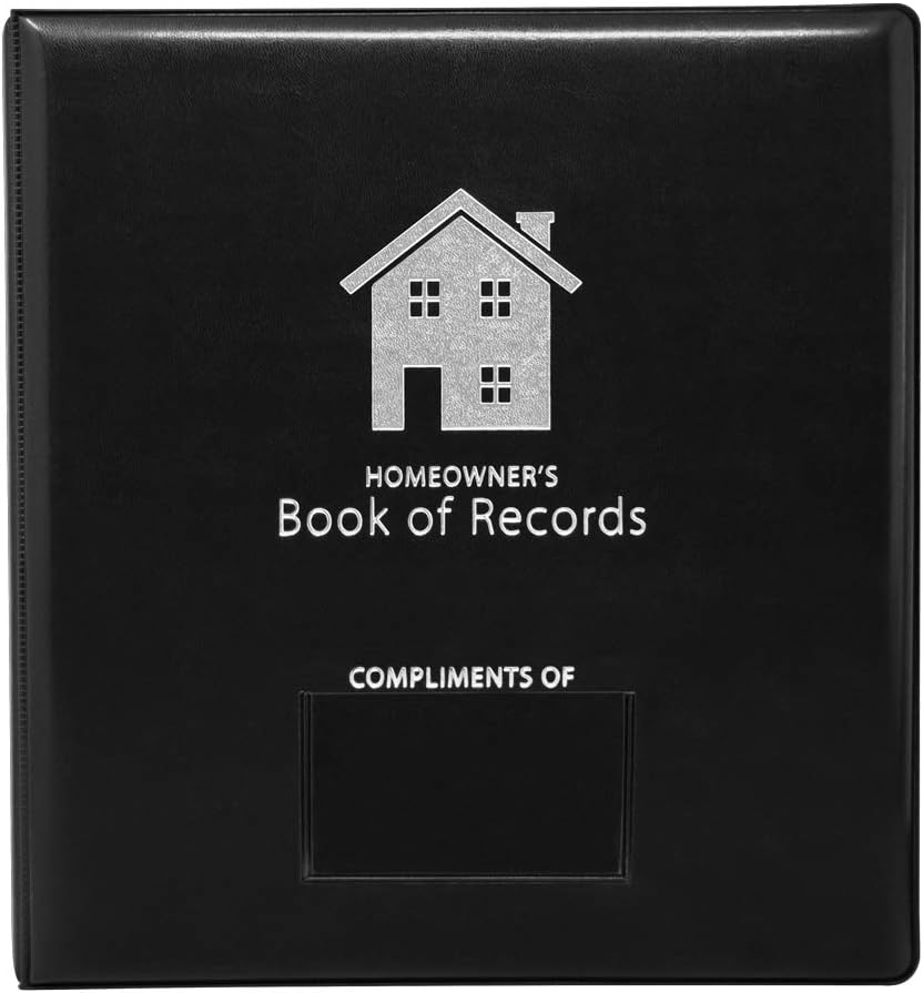 Homeowner's Book of Records Binder, Organize Household Receipts and Home Repair Record Keeping (Black)