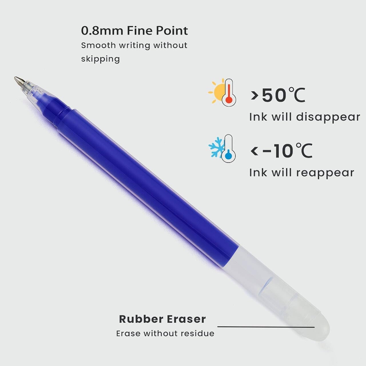 Volcanics Erasable Gel Ink Pens 20 Pack – 7 Black, 7 Blue, 6 Red Heat Erasable Gel Pens, Smooth Writing, No Refill Needed, No Smudge, for School, Office, Journaling, Note Taking