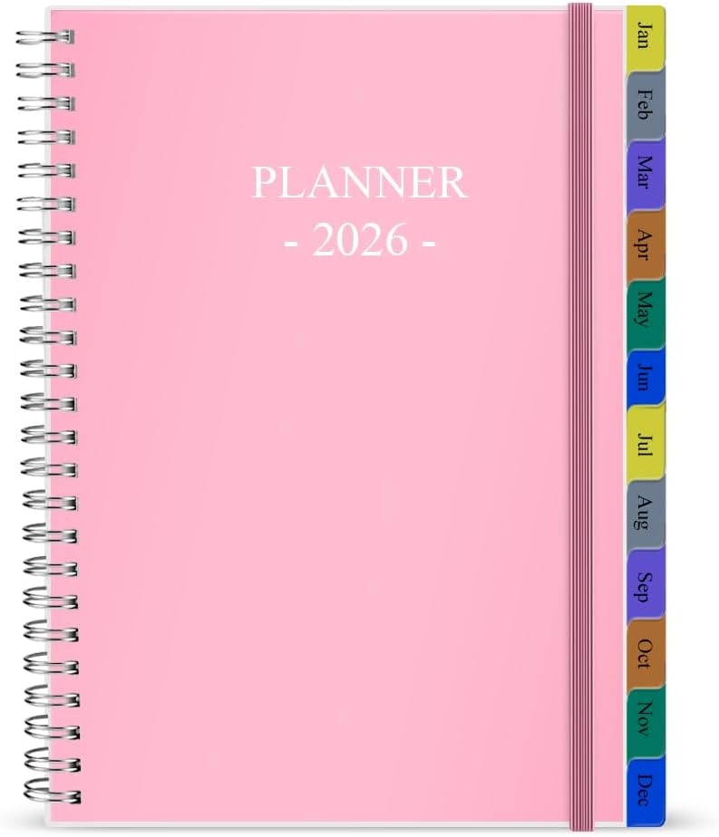 2026 Planner - Weekly & Monthly Planner Runs January 2026 to December 2026, 6.25" x 8.25", 12 Monthly Tabs, 14 Notes Pages, Inner Pocket, Flexible Cover with Twin-Wire Binding, Planners 2026