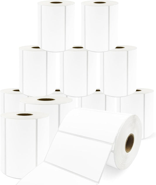 12 Rolls 4" x 2" Thermal Labels - 760 Paper Stickers Per Roll - 4 Rolls - fits Zebra LP2844, GC420, GK420, GX430, ZD220, ZD420, ZD500, ZD620, ZP-500, GT800 Direct Thermal Printers