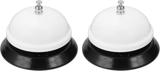 uxcell 2Pcs Desk Service Call Bell, 3.35 Inch Metal Dinner Service Bell Ring for Hotel Restaurant Reception Area and Wedding Party Events, White
