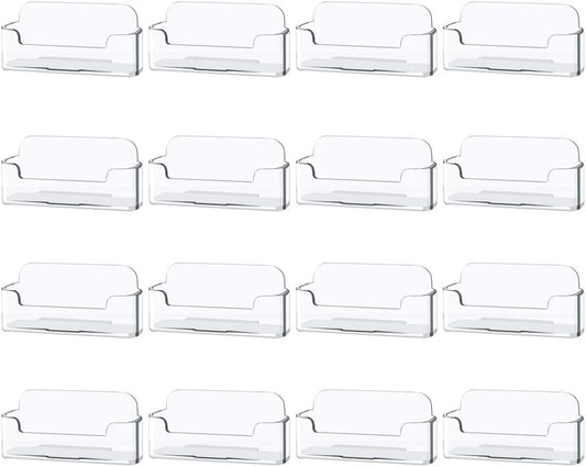 16 Pack Clear Desktop Business Card Holder Display, Plastic Business Card Stand for Office