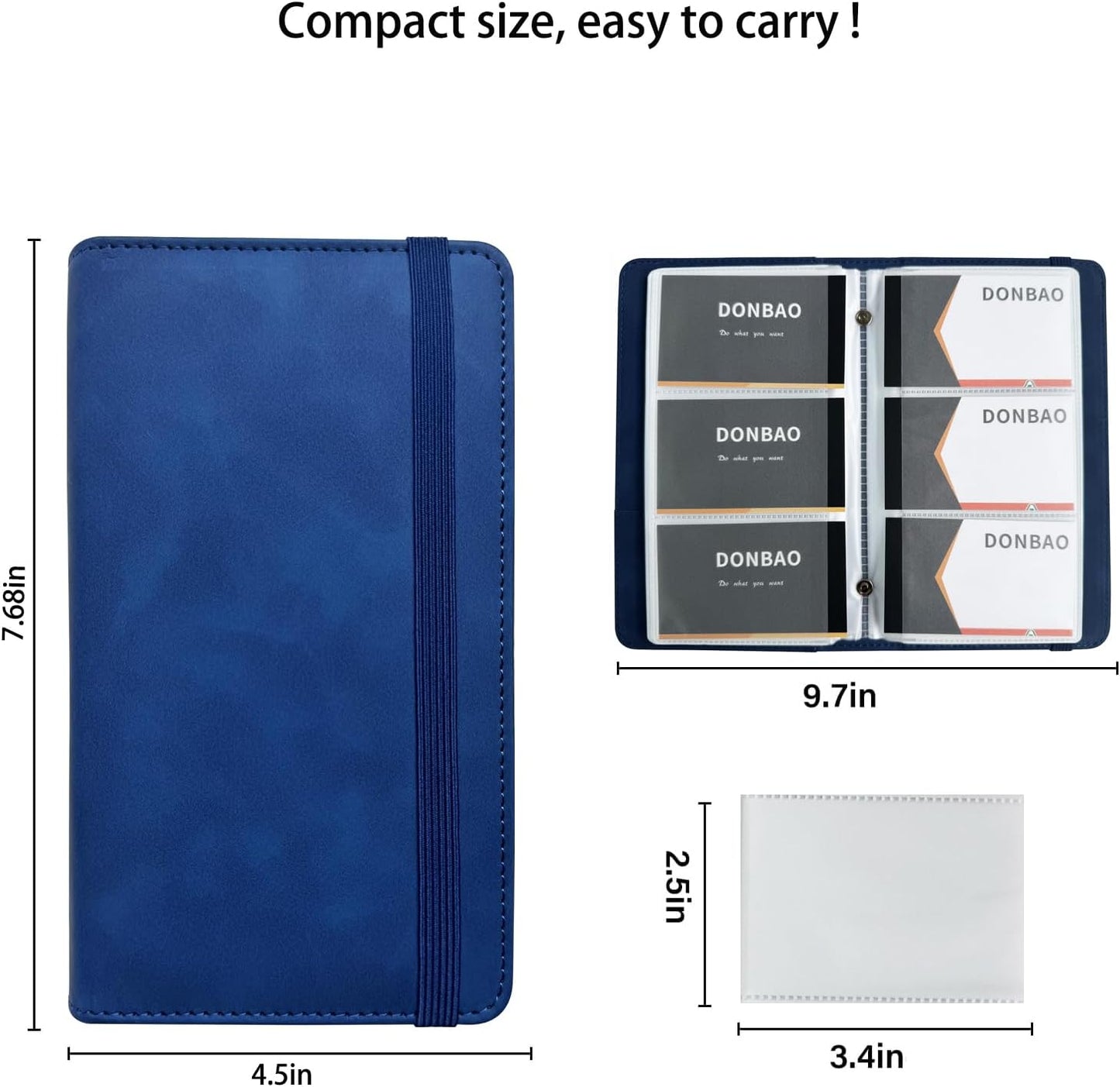 Leather Professional Business Card Holder Book Organizer, 240 Card Slots Capacity Booklet, Premium PU Name Cards Storage Folder with Soft Cover, Credit Card Binder Holder for Men/Women (Dark Blue)