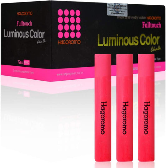 Hagoromo Fulltouch Luminous Chalk 1 Box, Non-Toxic, Dustless [72 Pcs/Pink]