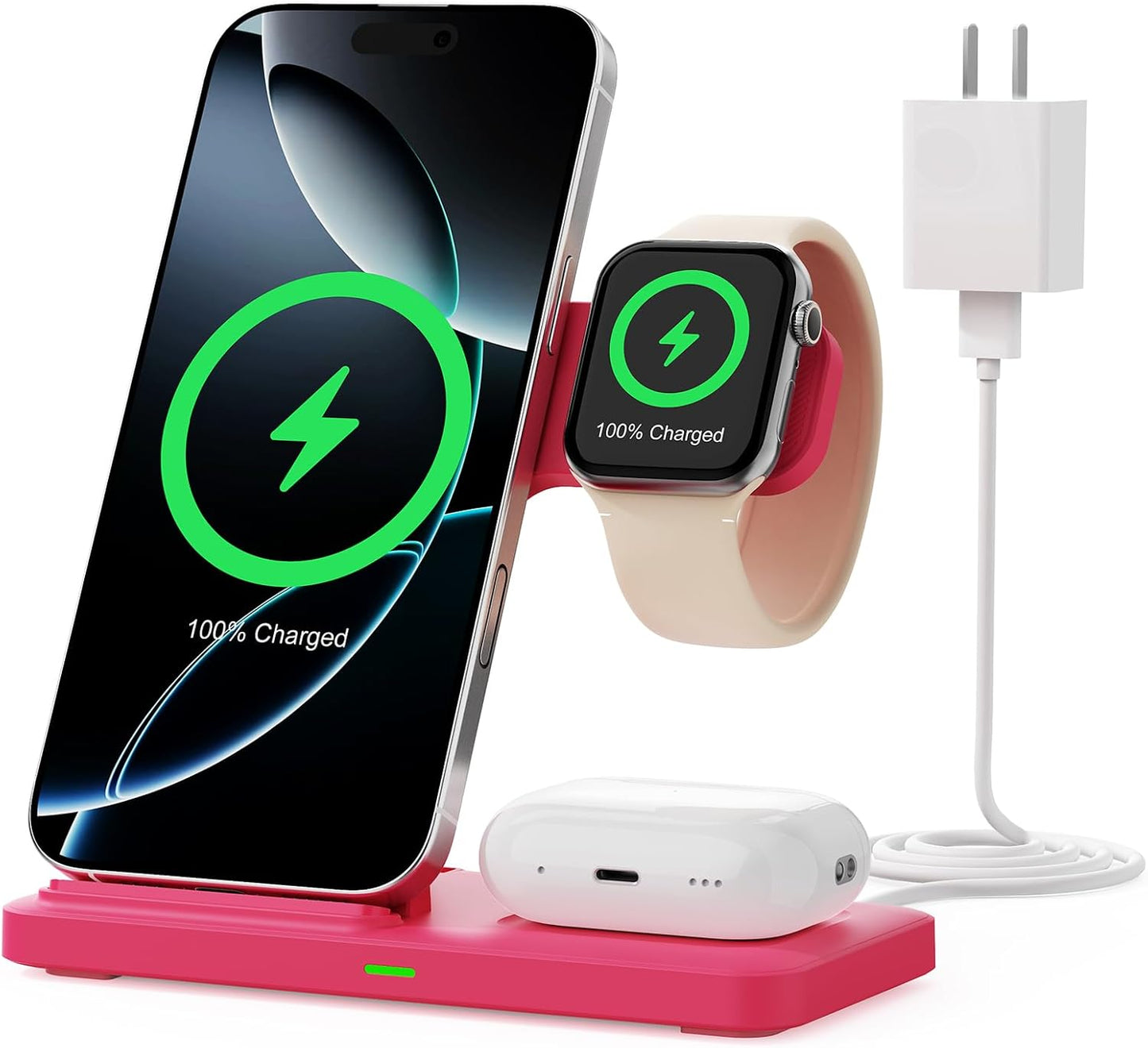 2025 3 in 1 Wireless Charger for iphone17 16 15 14 13 12 11 XR 8, Apple Charging Station for Apple Watch 10/9/Ultra/8/7/SE/6/5/4 & AirPods Series, Wireless Charging Station for Multiple Devices Apple
