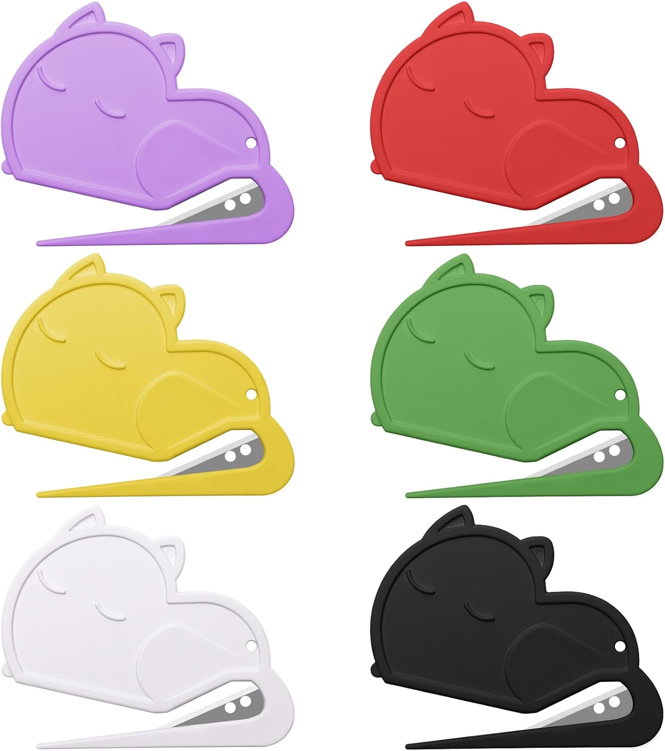 6 Pack Letter Opener Envelope Slitter Cat Shape, Luxiv Envelope Opener Slitter for Women, Men Mail Open Tool Mini Safe Letter Package Open Tool for Office, Home (6)