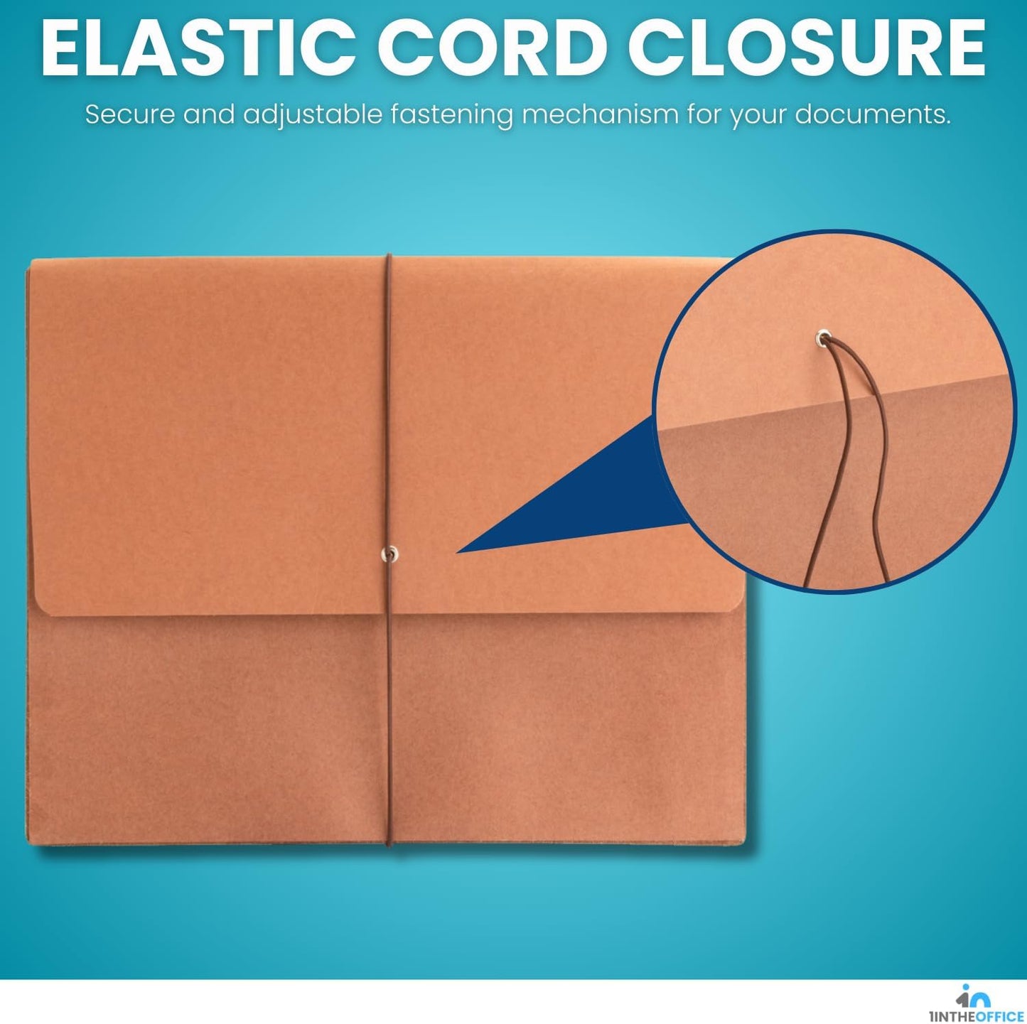 1InTheOffice Expanding File Wallet with Flap and Cord Closure, 5-1/4" Expansion, Letter Size, Redrope, 2 Pack