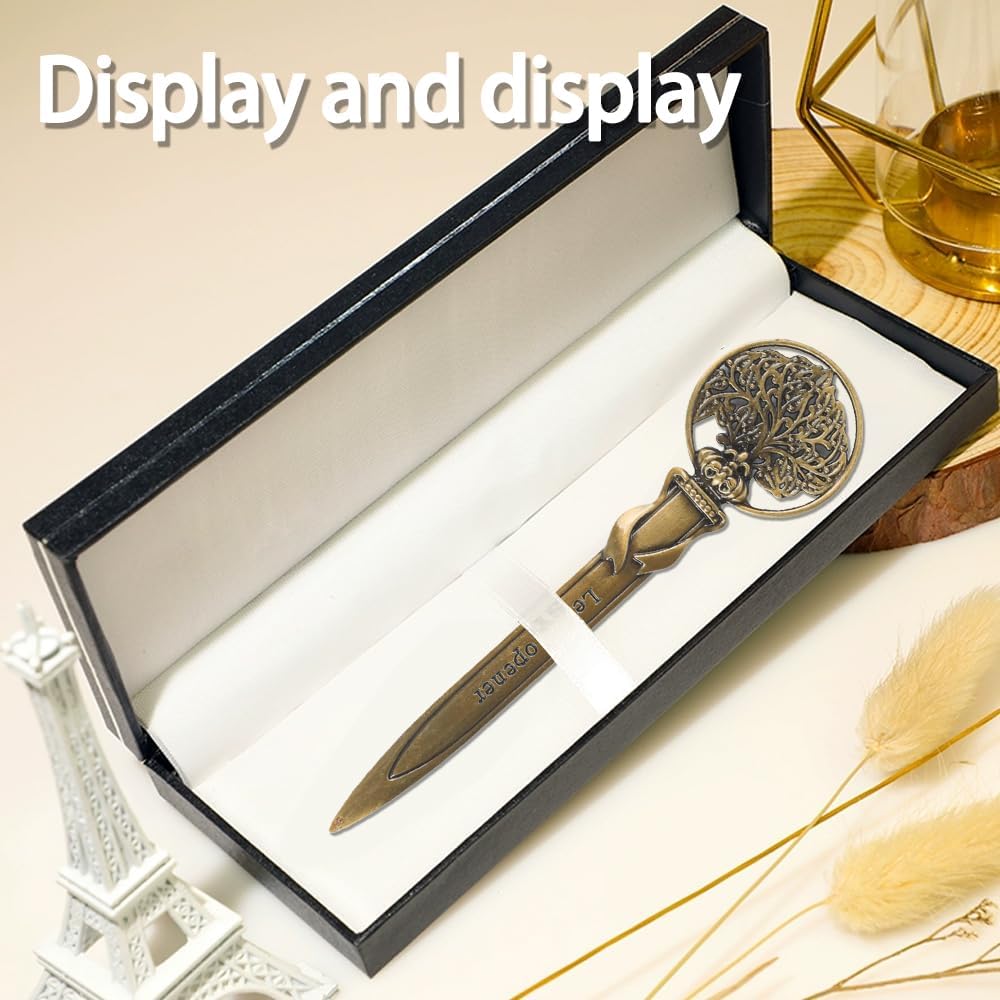 Vintage Letter Opener Set 2 Piece Antique Metal Cute Letter Cutter for Office and Home Decorative Envelope Knife Elegant Design