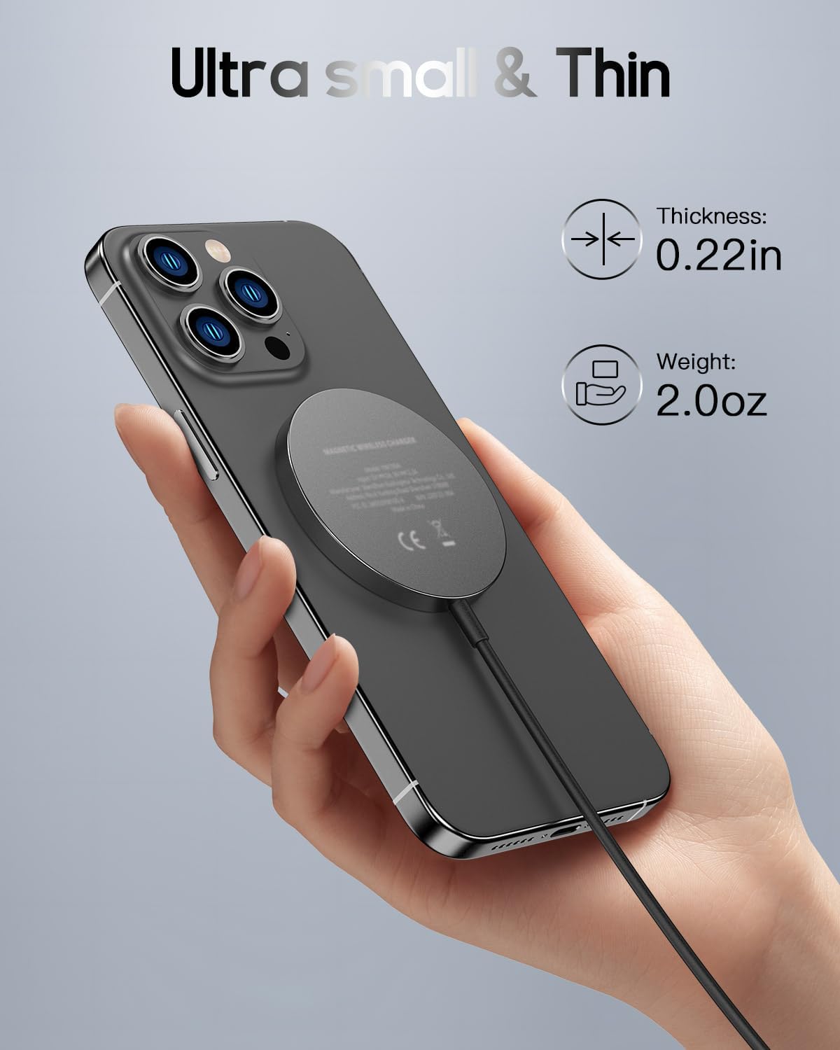 for Mag-Safe Charger, Magnetic Wireless Charger Made for iPhone 17/17 Pro/17 Pro Max/Air/16/15/14/13/12 Series, Mag Safe Charging Pad for AirPods Pro 3 2 (Black)