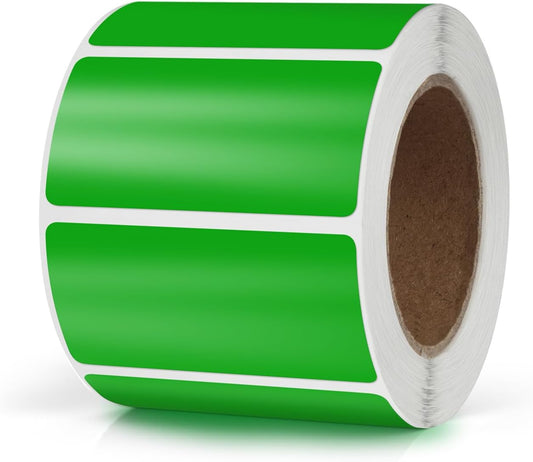 Green Rectangle Stickers 2 x 1 Inch Color Coding Labels Vinyl Roll Self-Adhesive Waterproof Removable 500 PCS