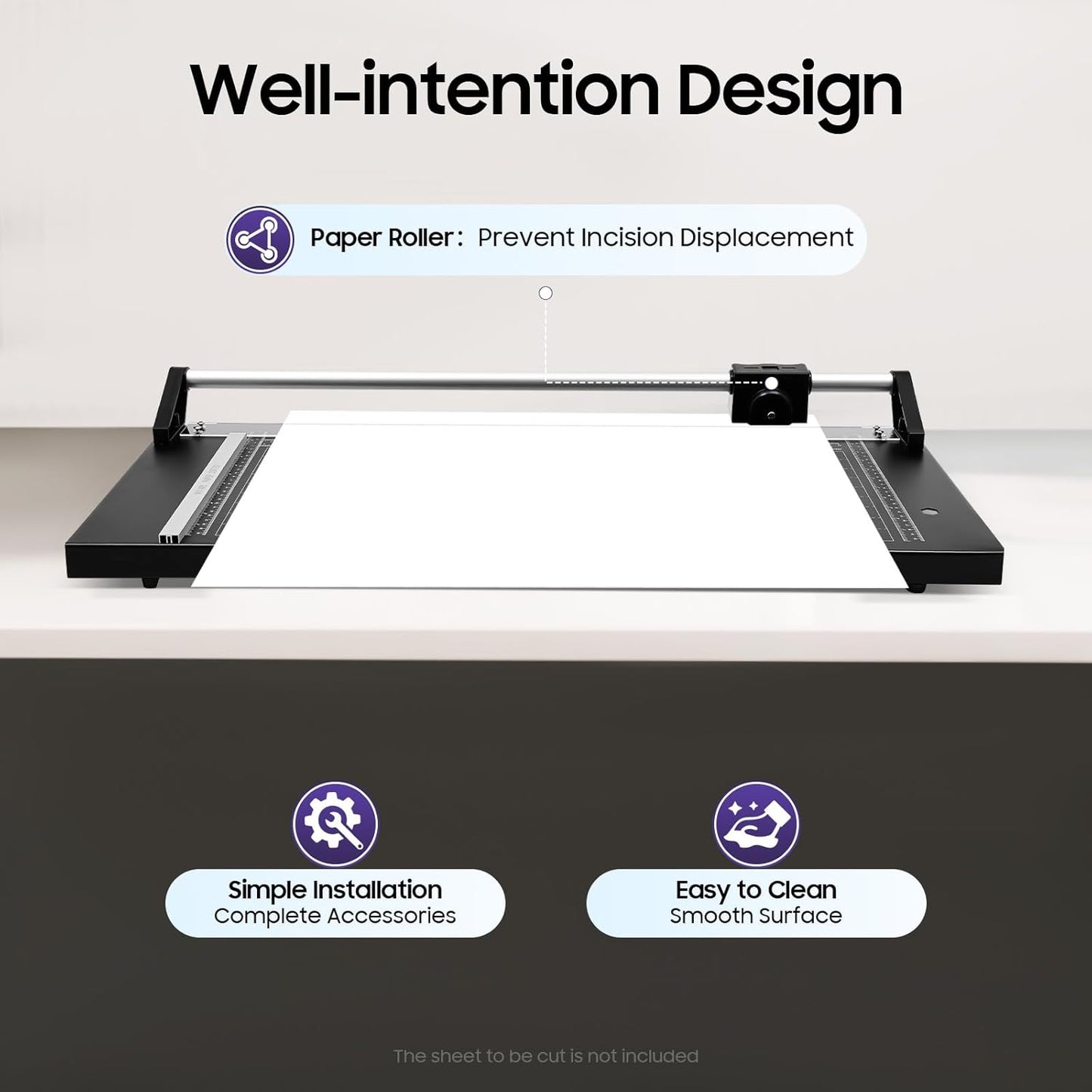24 Inch Manual Precision Rotary Paper Trimmer, Metal Precision Paper Cutter with Pre-Printed Grids 0-60°Cutting Angle for Paper Less Than 1mm, Cutting Table 31.29 * 14.17 inches