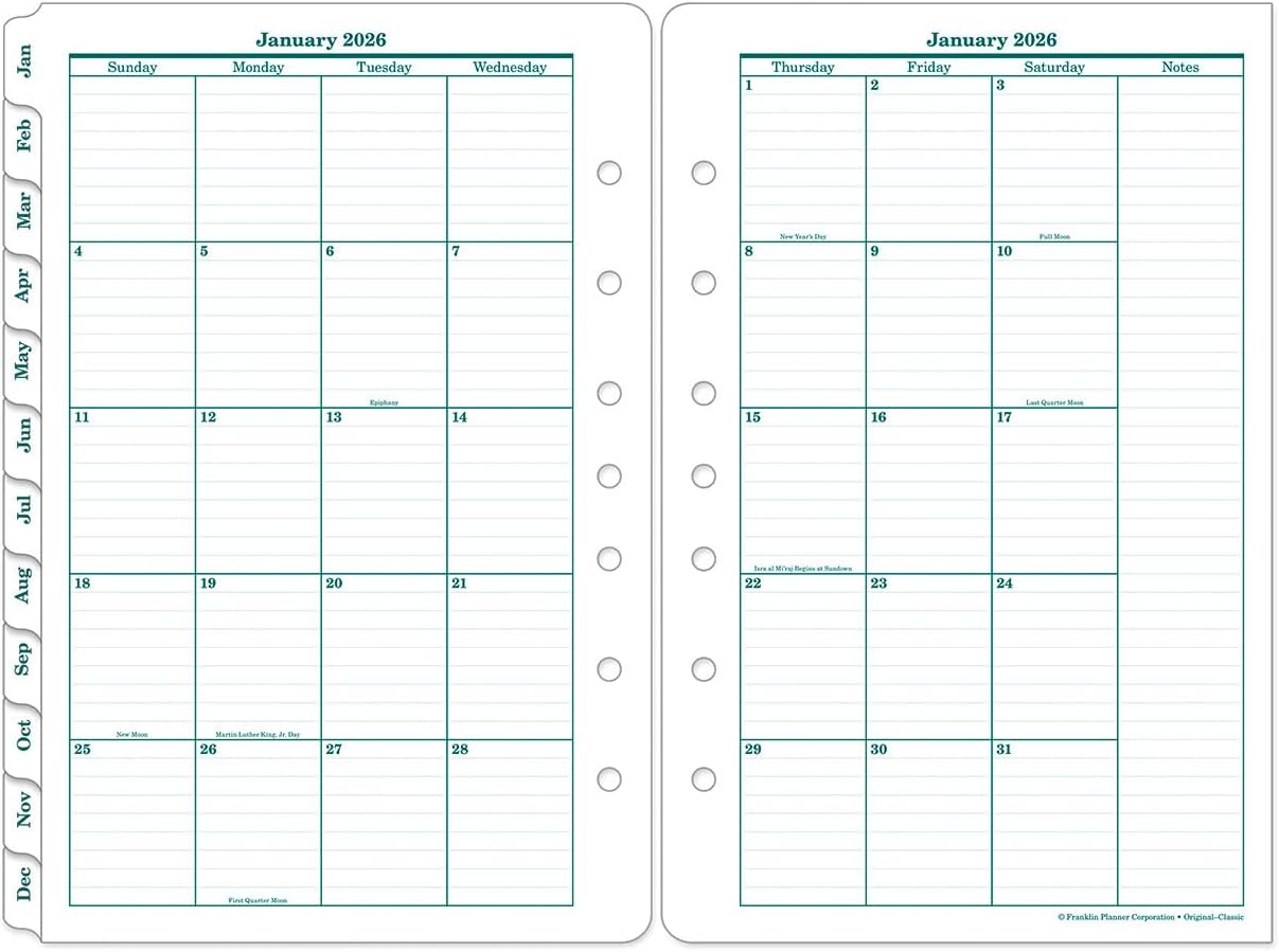 FranklinCovey - Original Two Page Per Day Ring-Bound Planner (Jan 2026 - Dec 2026, Classic)