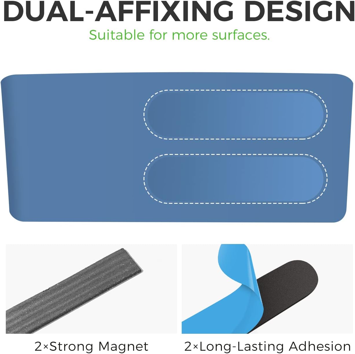 loukin Magnetic and Adhesive Marker Holder, Dry Erase Accessory Tray, Magnetic Storage Organizer for Whiteboard, Glass or Refrigerators (Blue)