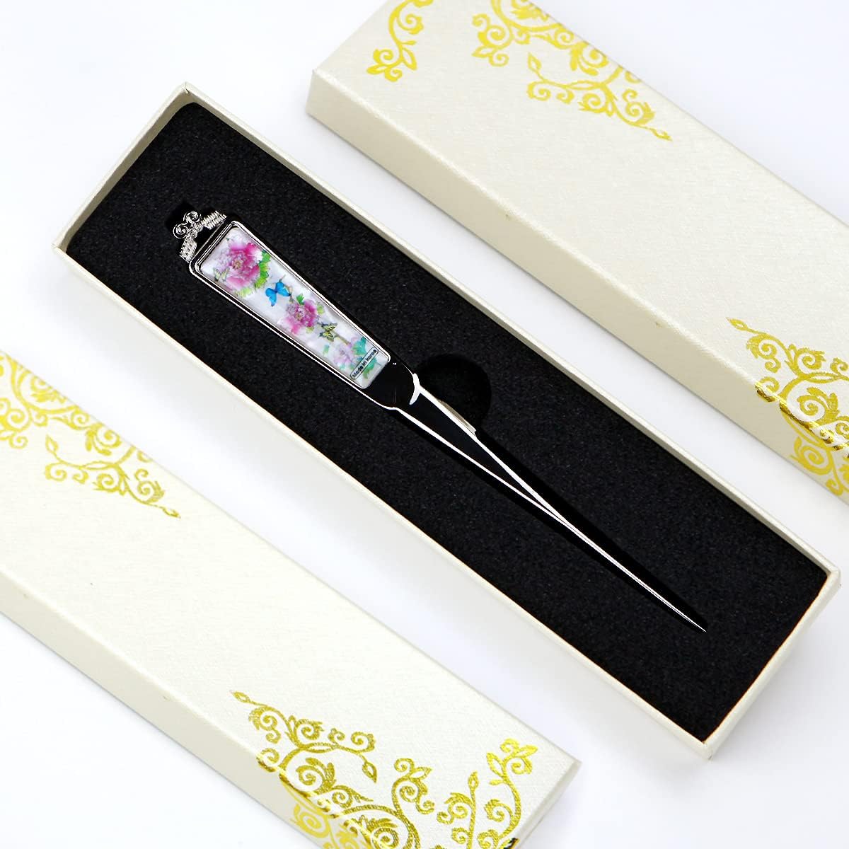 Envelope Opener Cutter Knife 168mm Decorative Letter Opener for Envelopes, Boxes, Packages Premium Rustproof Iron Letter Opener AntiFingerprint Treatment (Tree Peon Butterfly)