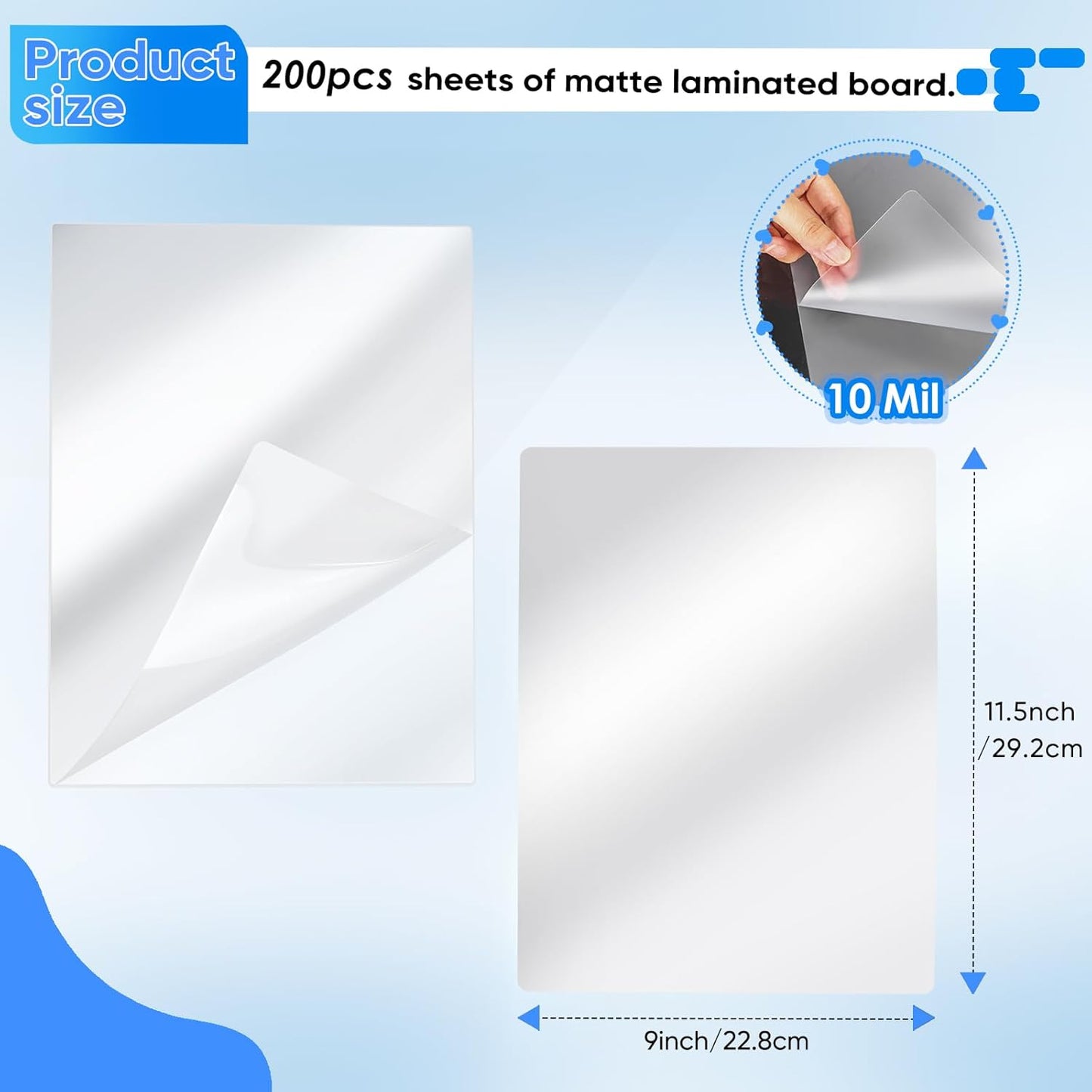 200 Pcs 10 Mil Laminating Sheets, 9 x 11.5 Inch Thermal Laminating Pouches, Letter Size Clear Plastic, Glossy Hot Laminating Sheets for Office Supplies