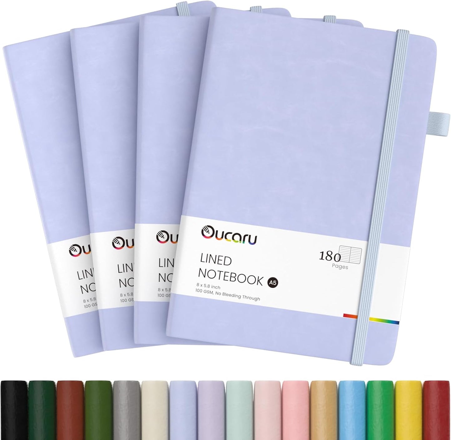 Oucaru Lined Journal Notebook, 4 Pack, 180 Pages, A5 Journals for Writing, 100 GSM Thick Paper, Small Notebooks Daily Journal for Women Men Work, Business, School, Travel Supplies