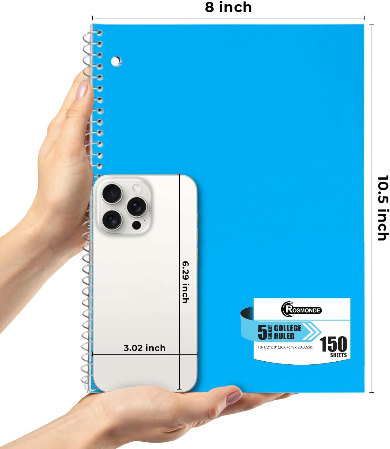 720 Packs (Pallet) 5 Subject Notebooks, Spiral Notebook Bulk, College Ruled,Pallet of Notebooks,150 Sheets (300 pages), 8 x 10-1/2", Bulk Spiral Notebooks for School & Office,4-7 Days Transit