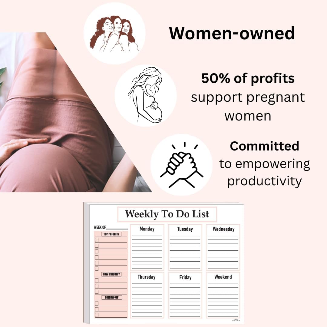 Weekly To Do List Notepad - Weekly Planner Notepad, ADHD Planner for Adults, 50 Tear-Off 8.5" x 11" Sheets, Extra Thick Backing