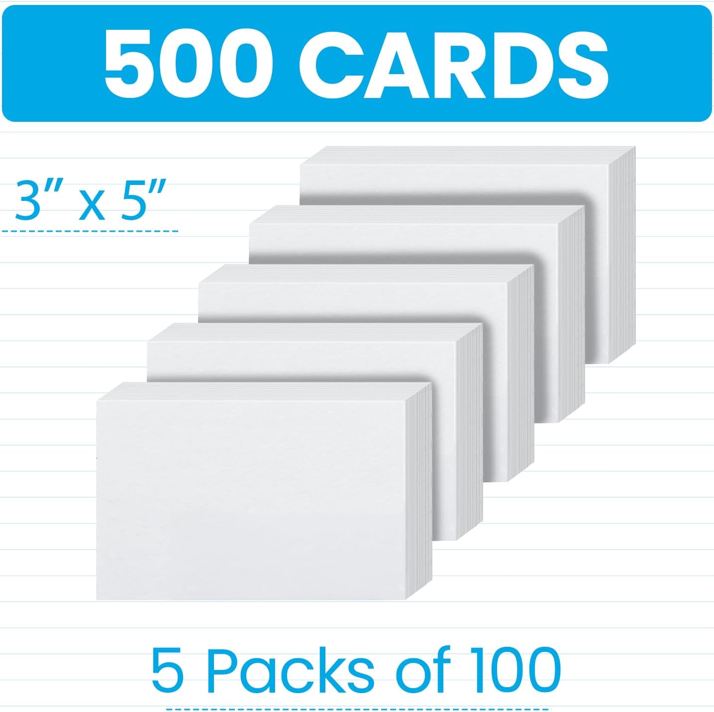 Oxford 3"x5" Index Cards Bundle - White, Unruled Blank Cards for Creative Uses & Lined Cards for Neat Notes, Study Flashcards, Recipes, To-Do Lists & Organizing, 1000 Count (5 Packs of 100 Each)