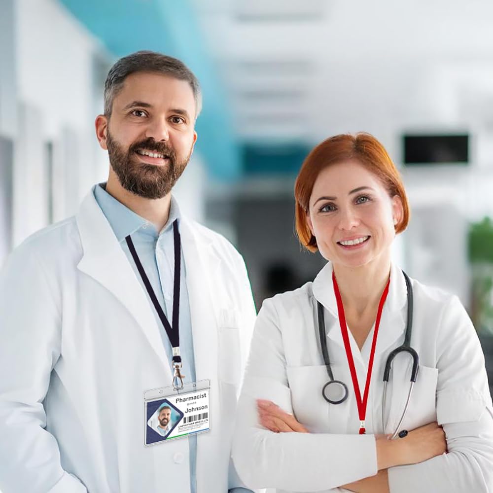 Green Lanyards 50 Pcs Bulk Lanyard for Id Badges Flat Lanyard with Badge Clip Swivel Hook (50, Green)