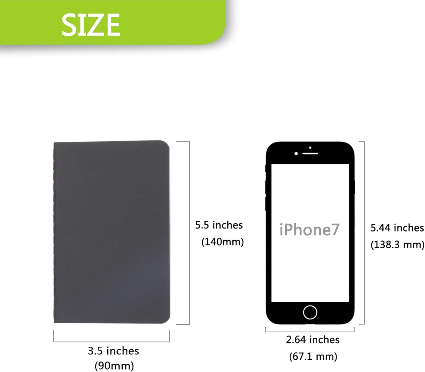 TWONE Pocket Notebook, 6 Pack Mini Notebooks 3.5" x 5.5" (90x140mm), Black Cardstock Cover Memo Notepad for Men, Women, Kids, Travel - 30 Sheets/60 Blank Pages