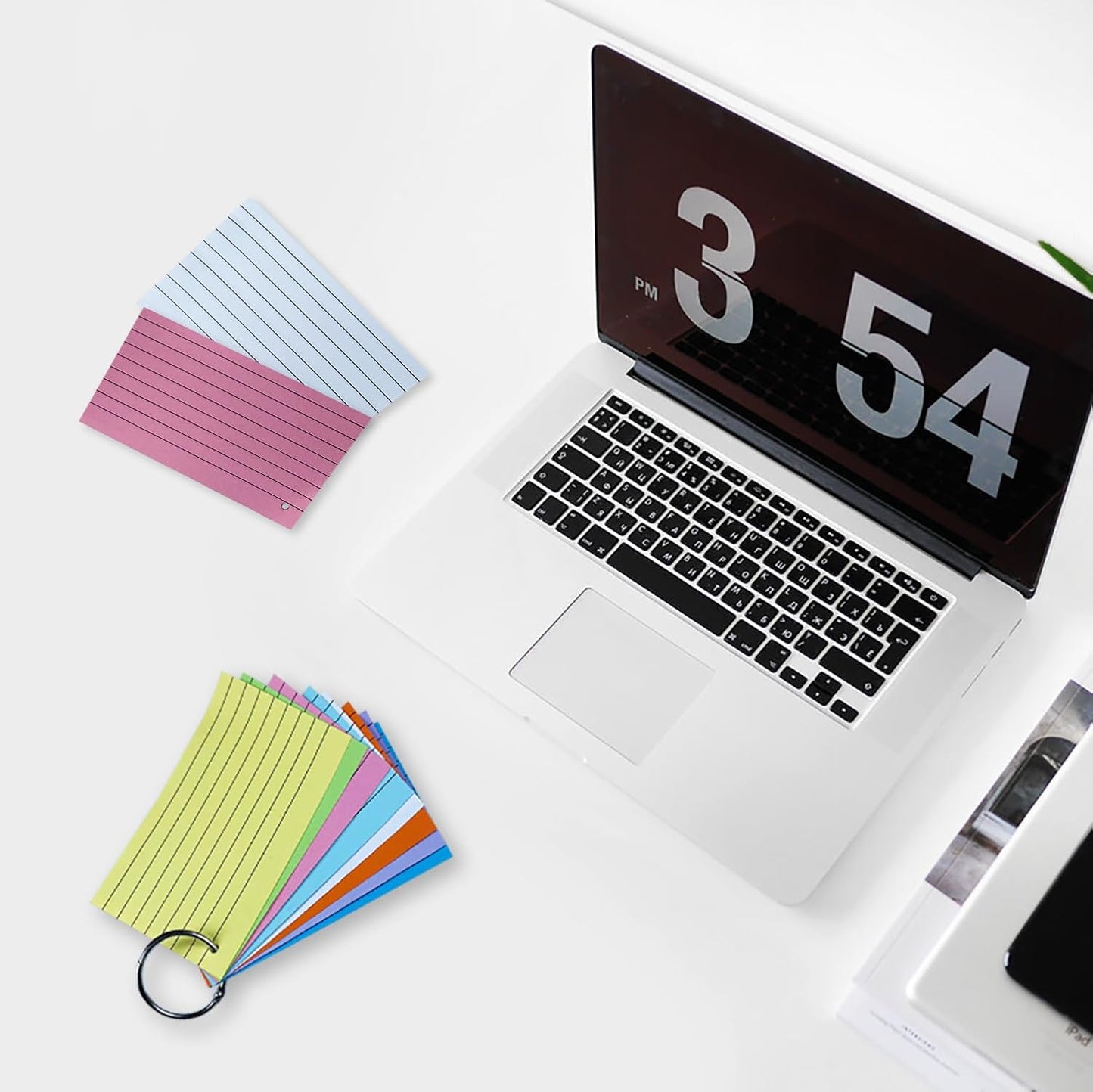 TFLFL Index Cards 3x5 Inch, 600PCS Flash Cards with Rings 8 Colors Ruled Index Cards, Assorted Lined Colored Flashcards, Thin Note Cards Paper, Study Card Memo Scratch Pad for Home Office School