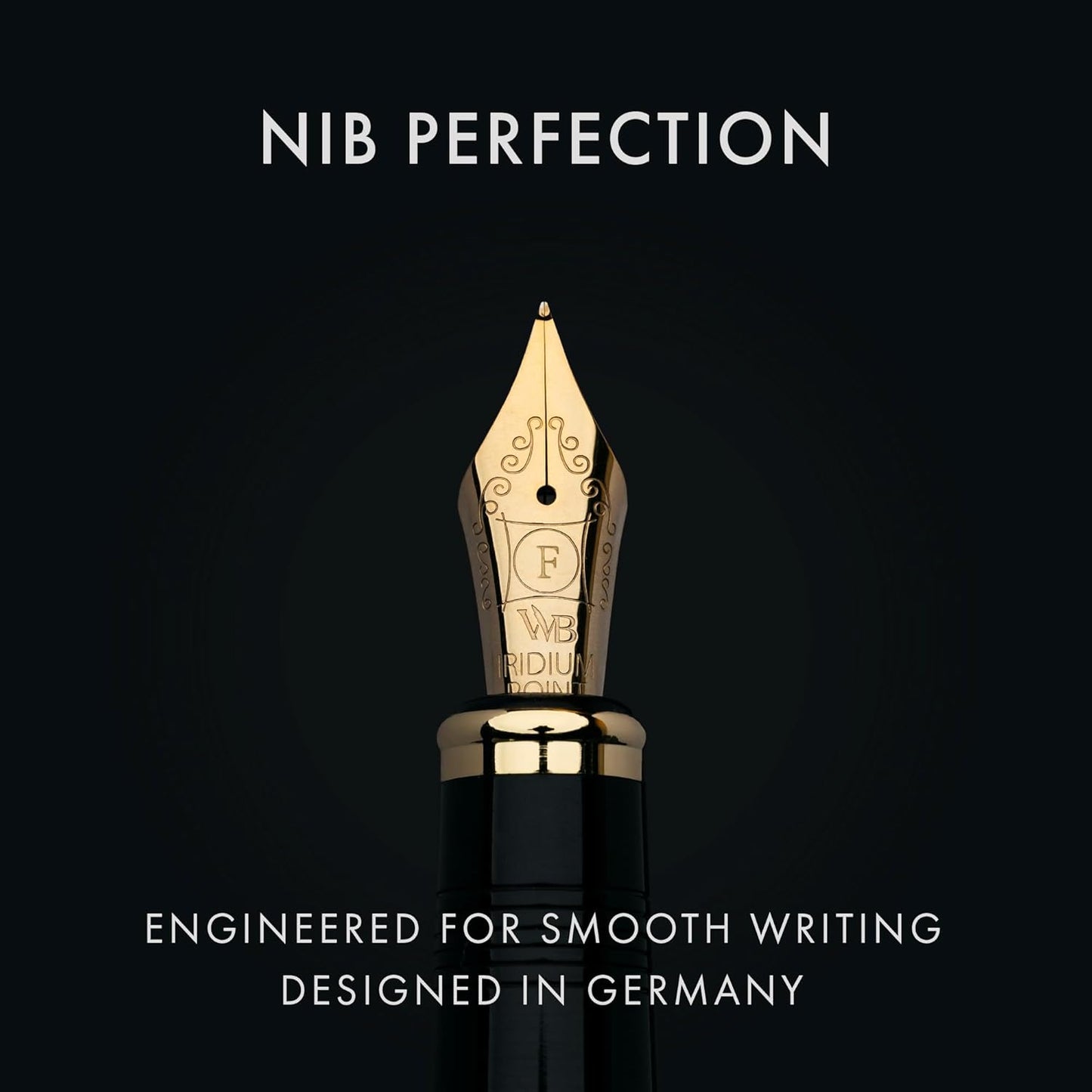 Wordsworth & Black Primori Fountain Pen Set [Gunmetal Gold]; Fine Nib, Gift Case, 24 Ink Cartridges, Refill Converter, Manual; Journaling, Calligraphy, Smooth Writing Pens; Left and Right Handed