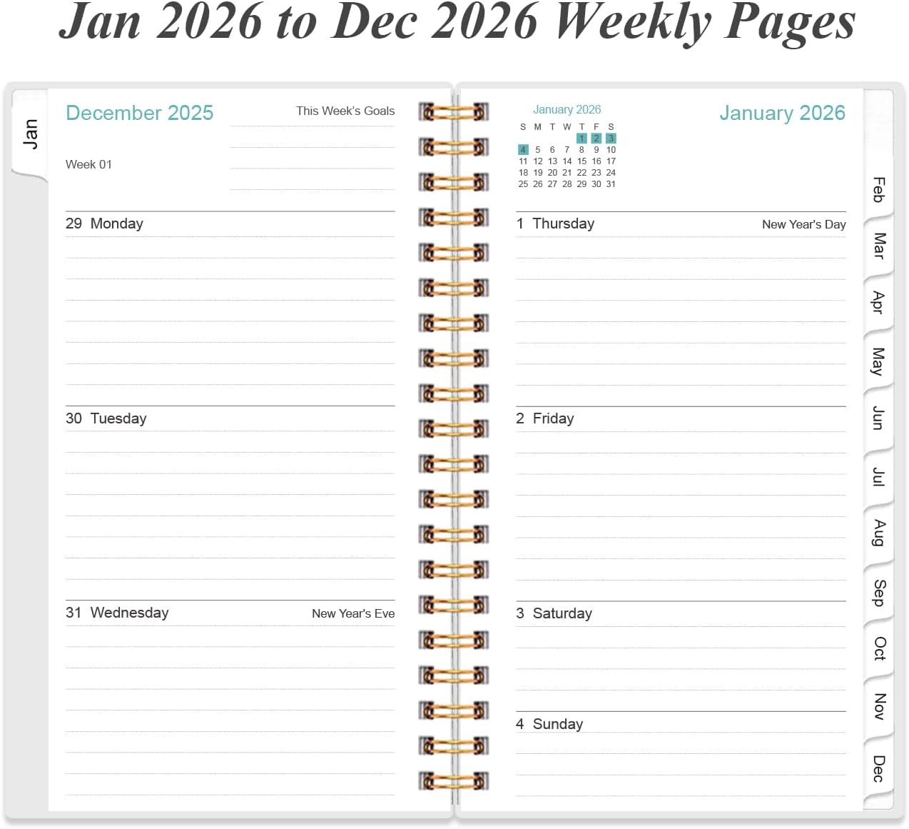 2026 Pocket Planner/Calendar - 2026 Planner from January 2026 - December 2026, Planner 2026 with 12 Tabs, Twin-Wire Binding, Inner Pocket, 3.75" x 6.75", Purple