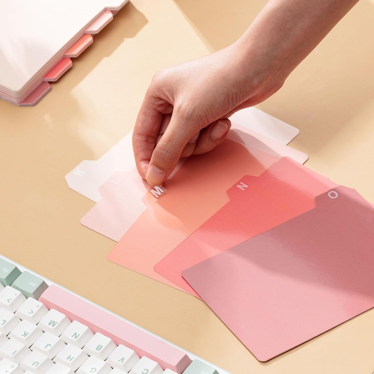 Harloon 52 Pcs Dry Erase Index Card Guide Set Include 50 Index Card Dividers 2 Number Alphabet Sticker with Tabs Photo Dividers for Office Business Back to School Supplies(4 x 6 Inch,Boho Rose)