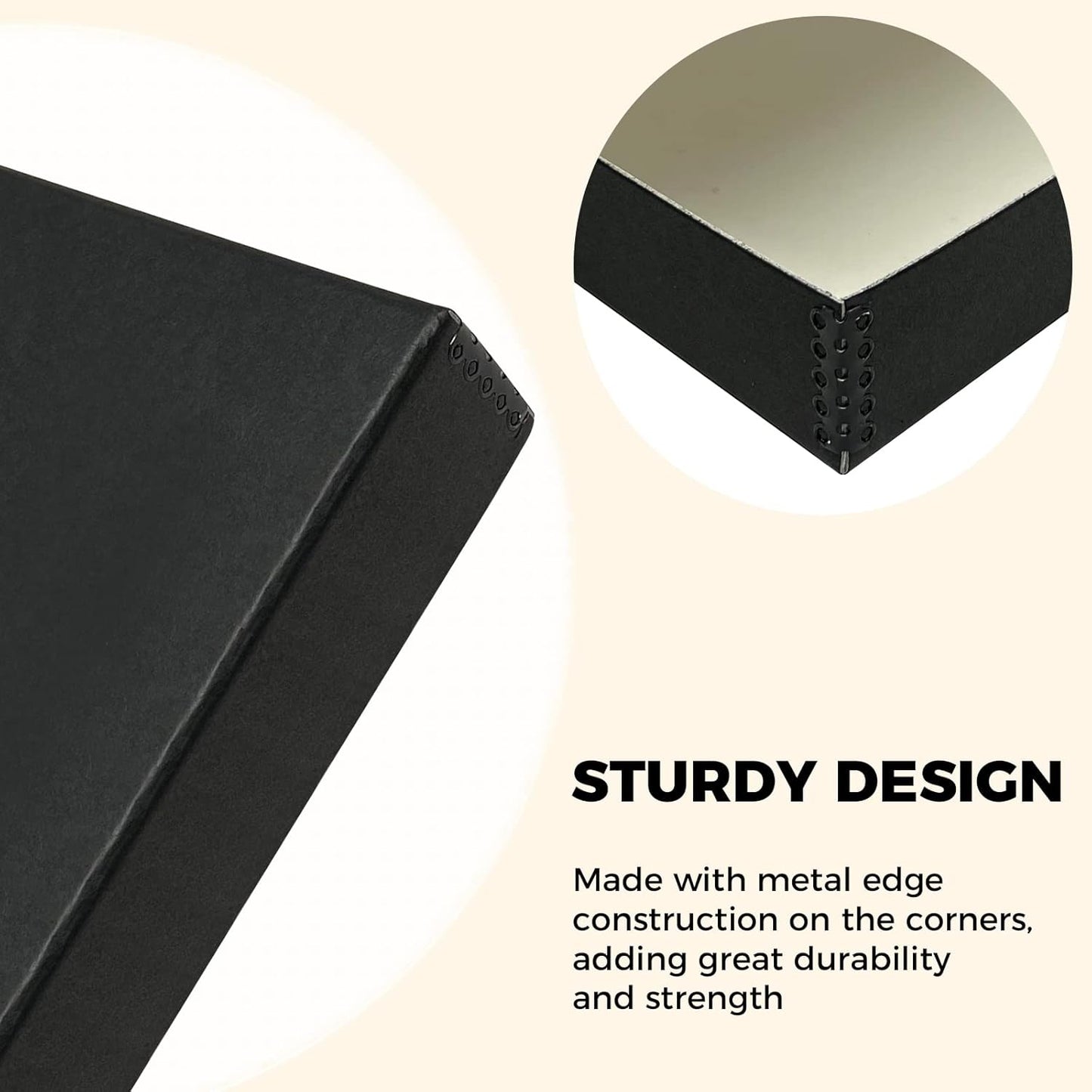 Golden State Art, Archival Folio Storage Box 11x17, Clamshell Design with Metal Edge, Preserve And Store Photos Documents Cards Prints Arts Crafts DIY, Black