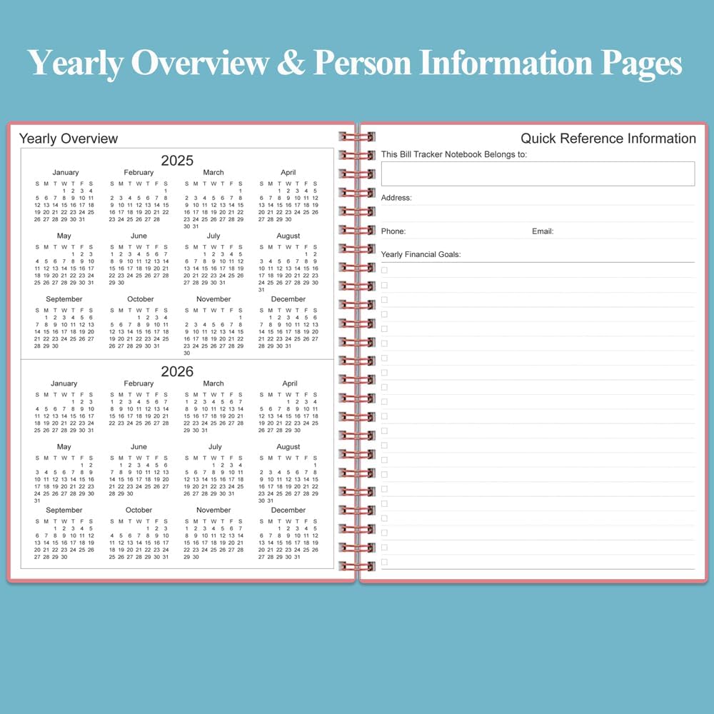 Bill Payment Tracker Notebook - Monthly Bill Organizer & Planner for Personal Budgeting Financial, Payments Checklist Organizer, 8" x 10.5", Pink