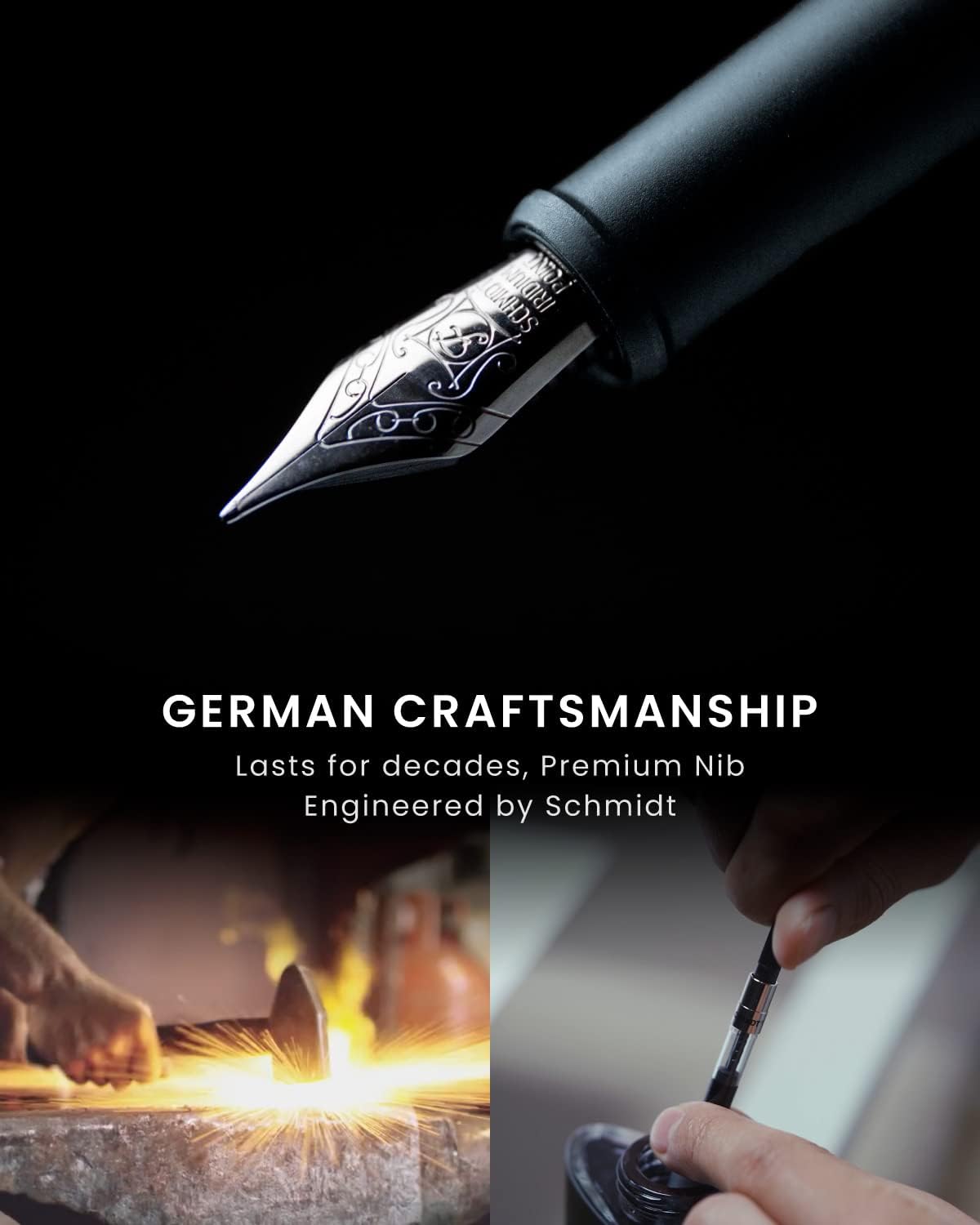 novium Hoverpen Future Edition - Luxury Metal Fountain Pen With Fine Nib, Aerospace Metal Made, Futuristic Aesthetic Desk, Free Spinning Executive, Signing Pen (Mist Blue)